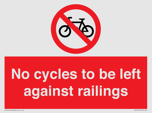 No cycles to be left against railings